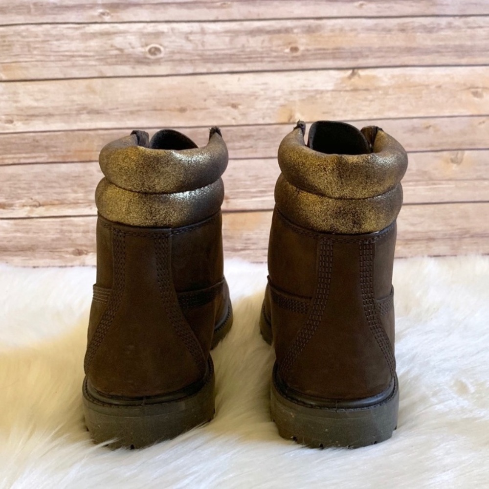 Timberland 6” Waterproof Brown & Gold Boots - Picture 6 of 7